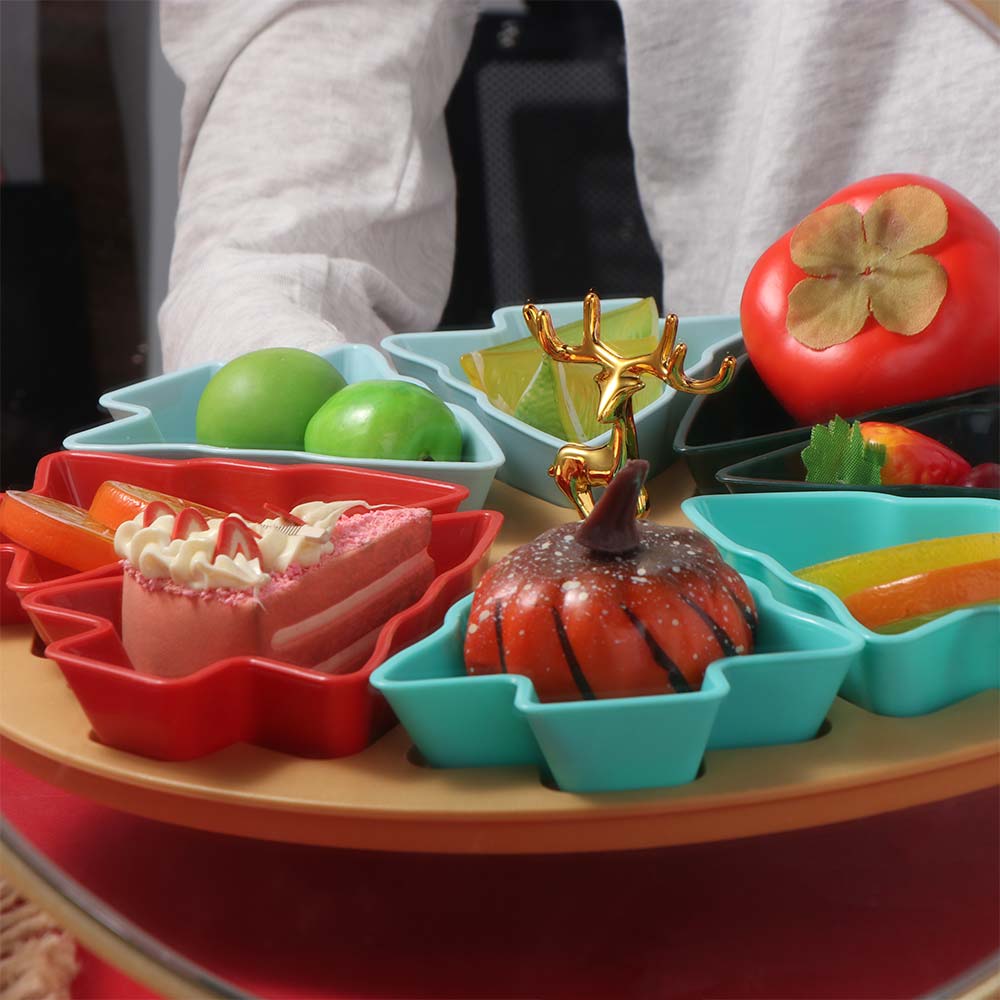 Plastic Fruit Plate Christmas Tree Shape Lazy Snack Box Serving Tray Candy Dish  Picnic