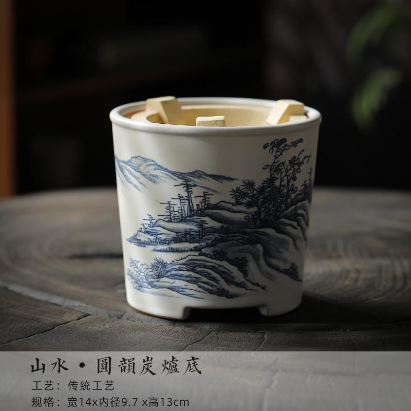 Soda Glazed Round Charcoal Furnace Cooking Tea Charcoal Stove Tea Cooke Boiling Water Kettle Small Clay Pottery Fire Warm Teapot