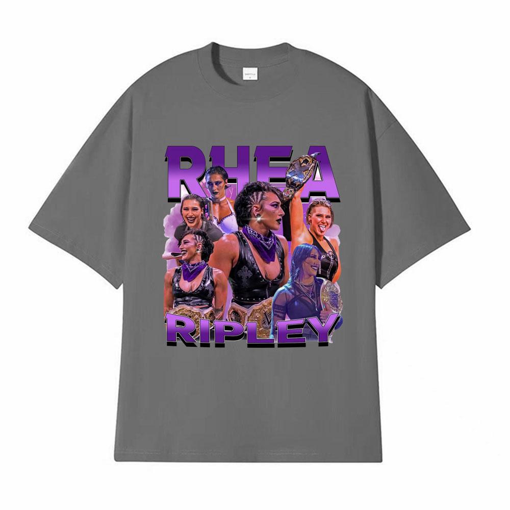 Rhea Ripley Action Figure 90s Vintage Graphic T Shirt Men Womens Oversized Hip Hop High Street Hot Sale Casual  Cotton Tshirts