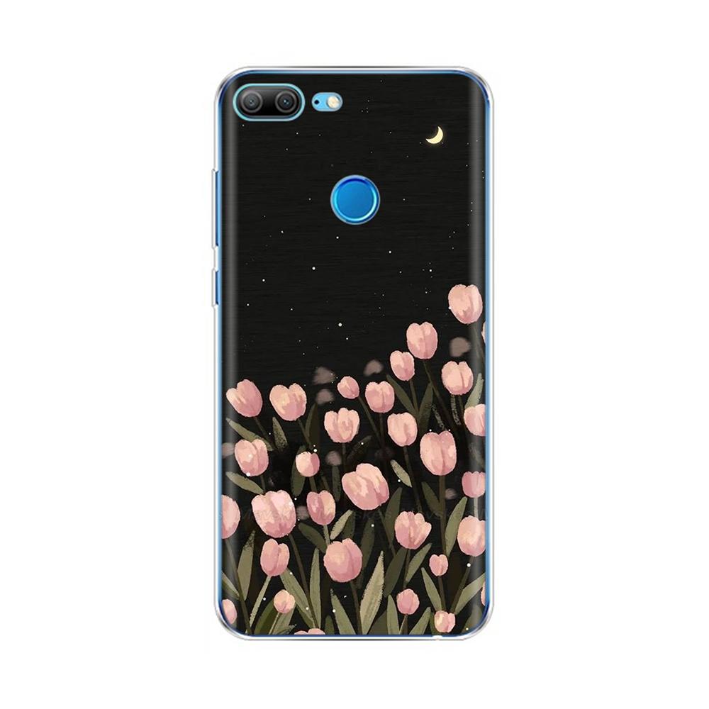 Phone Case For Honor 9 Lite Back Cover for Huawei Honor 9 Lite Cases Transparent Silicon TPU Protective Cats Flower Print Covers