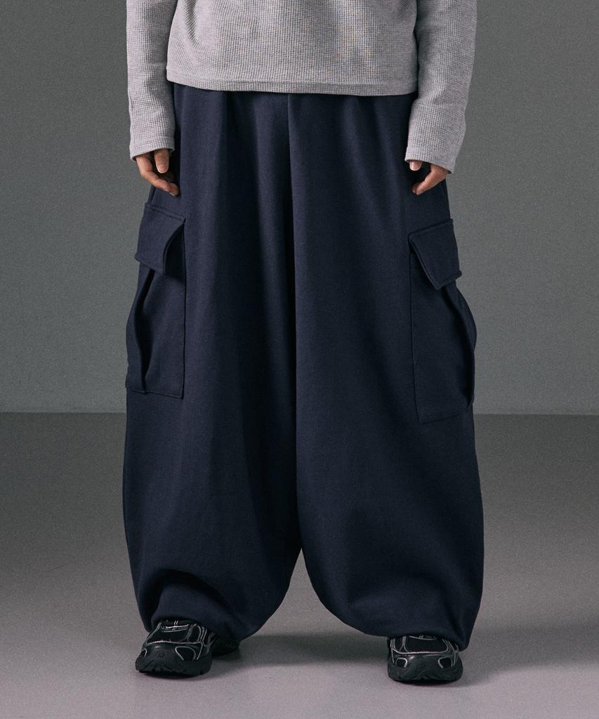 LXT Cotton Heavyweight Big Wide Balloon Cargo Sweatpants [Navy]