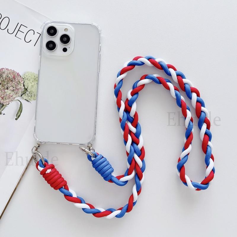 Crossbody Strap Neck Cord Case for Samsung Galaxy S24 S23 S22 Ultra S21 Plus S20 FE Note 20 Shockproof Braid Lanyard Clear Cover
