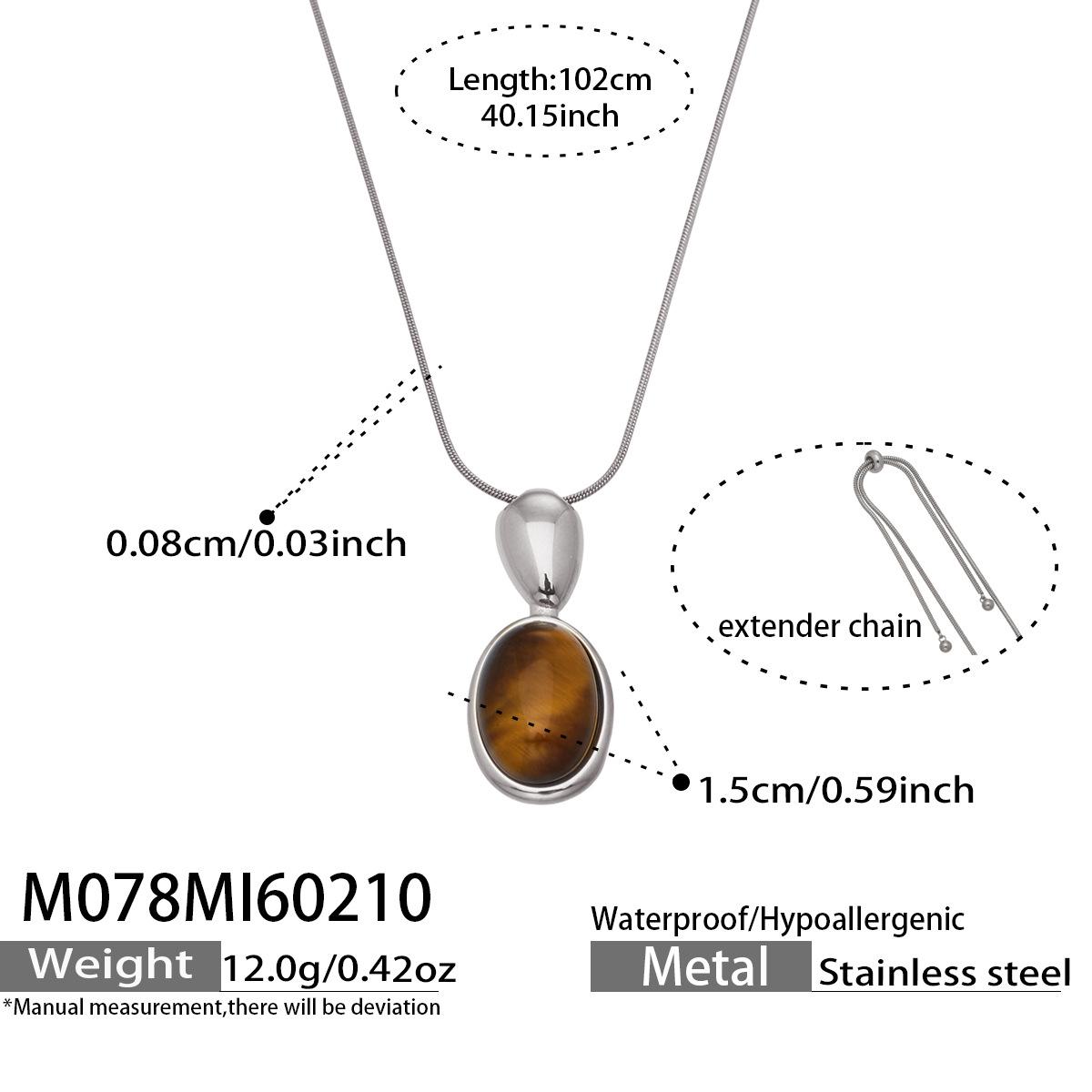 Fashion Agate Pendant Adjustable Long Sweater Chain - Simple Stainless Steel Design