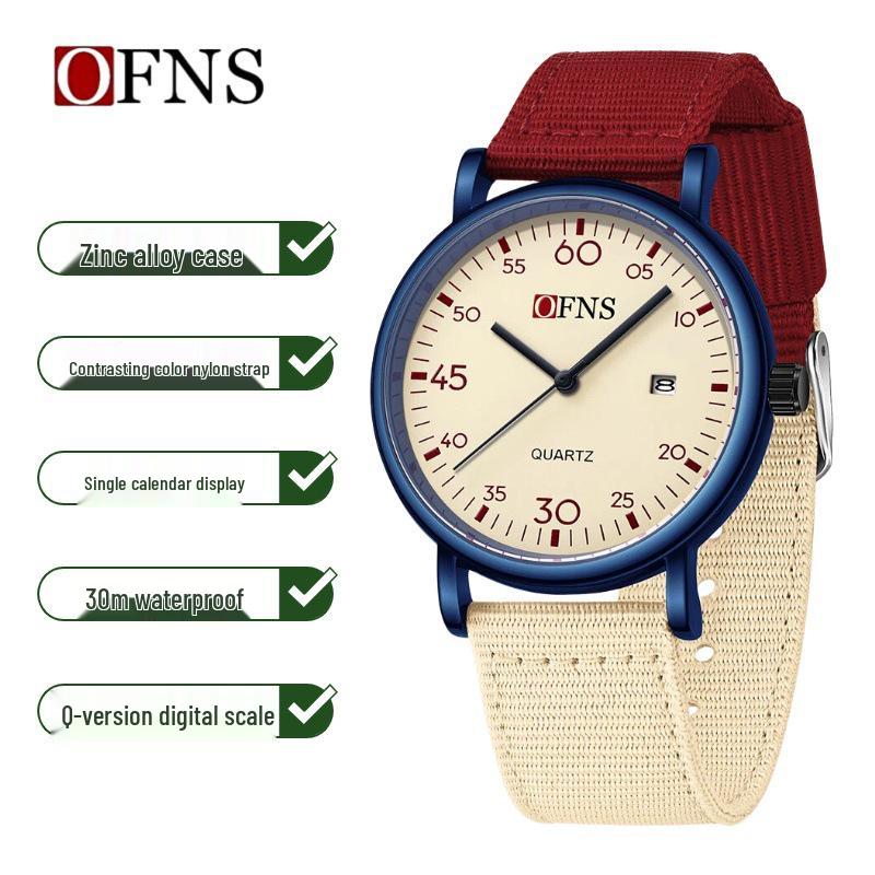 OFNS Unisex Quartz Exam Watch: Simple, Waterproof, Calendar, Fluorescent.