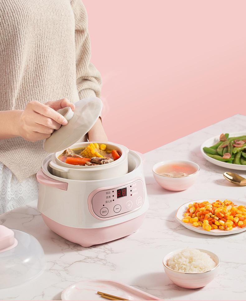 Slow cooker steamer porridge and soup water-proof saucepan 1L smart appointment + timing slow cooker automatic heat preservation