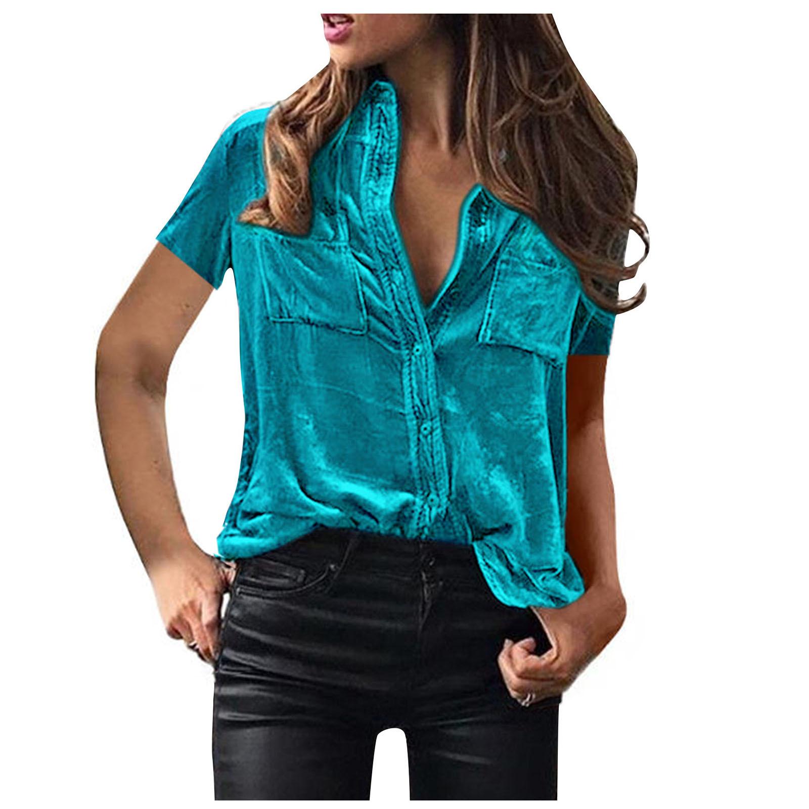 

Spring and Summer Tops, Elegant Women s Clothing, Short Sleeved Shirts for Women 2XL