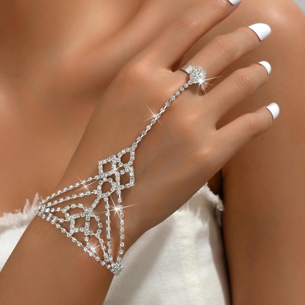 Trendige Strass-Fingerlose Handkette mit europäischem und amerikanischem Flair