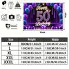 Party Backdrop Happy 50Th Birthday Birthday Blue Purple 50Th Photo Booth Background Front Door Decor