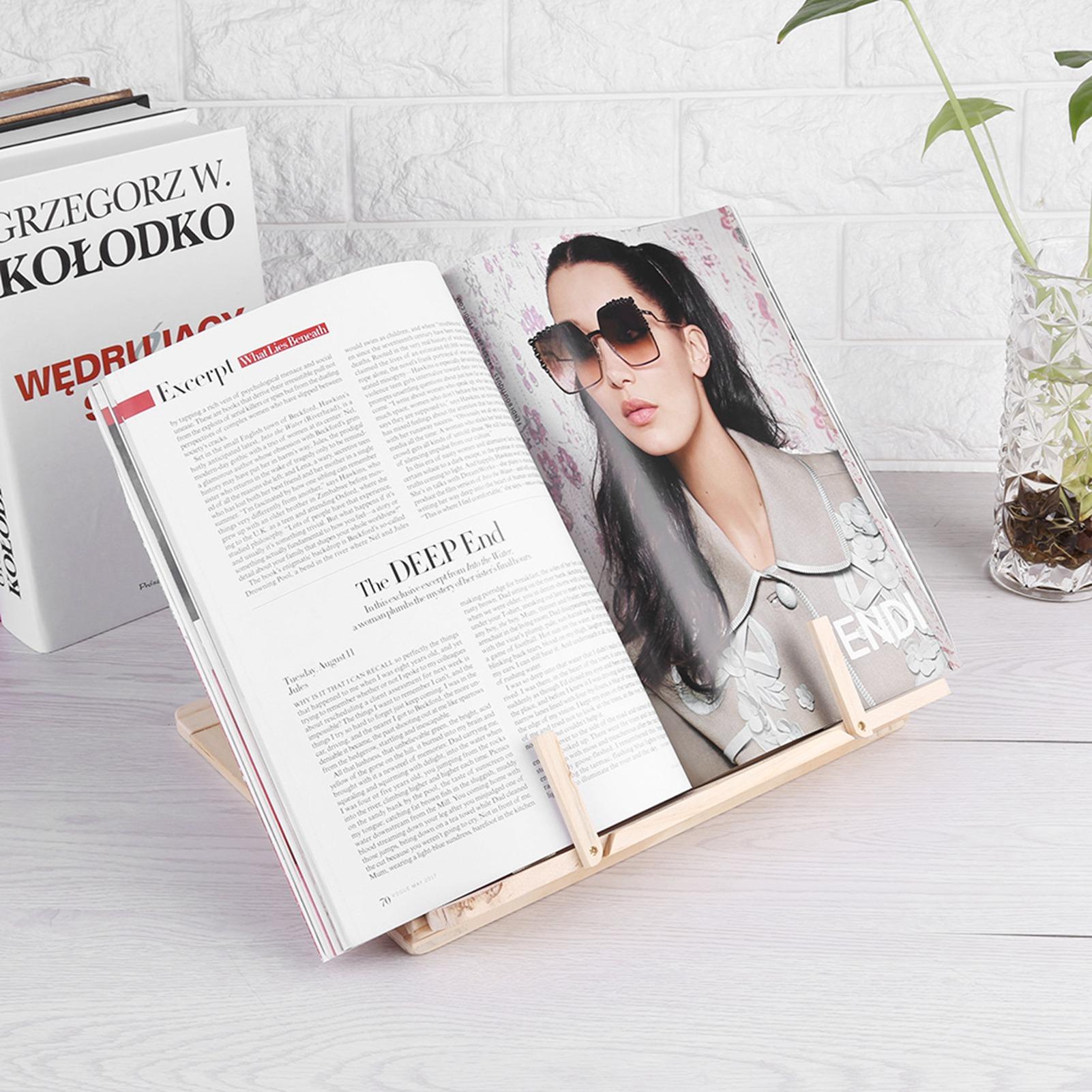 

Angle and Height Wooden Book Stand, Multi Functional Cookbook Holder for Rding, with Stylish Design for Students Workers and Elderly