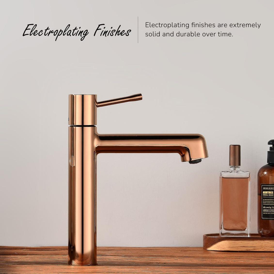 OKIE Single-Handle Gold Tall Bathroom Faucet Traditional Design One-Hole Single Handle Vessel Sink Faucet Brass Basin Faucet (Rose Gold,Brass) розового золота