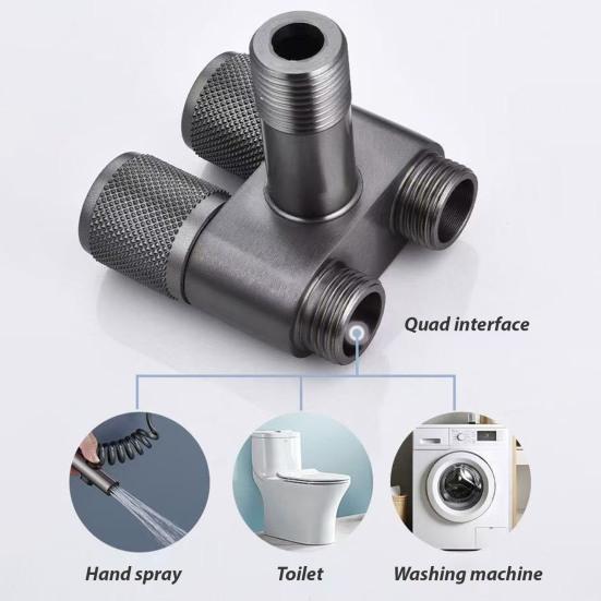 Toilet Sprayer Dual Control Faucet Valve Bidet Flushing Sprayer Kit G1/2 Interface Adjustable Pressure Body Cleaning Basin Sprayer