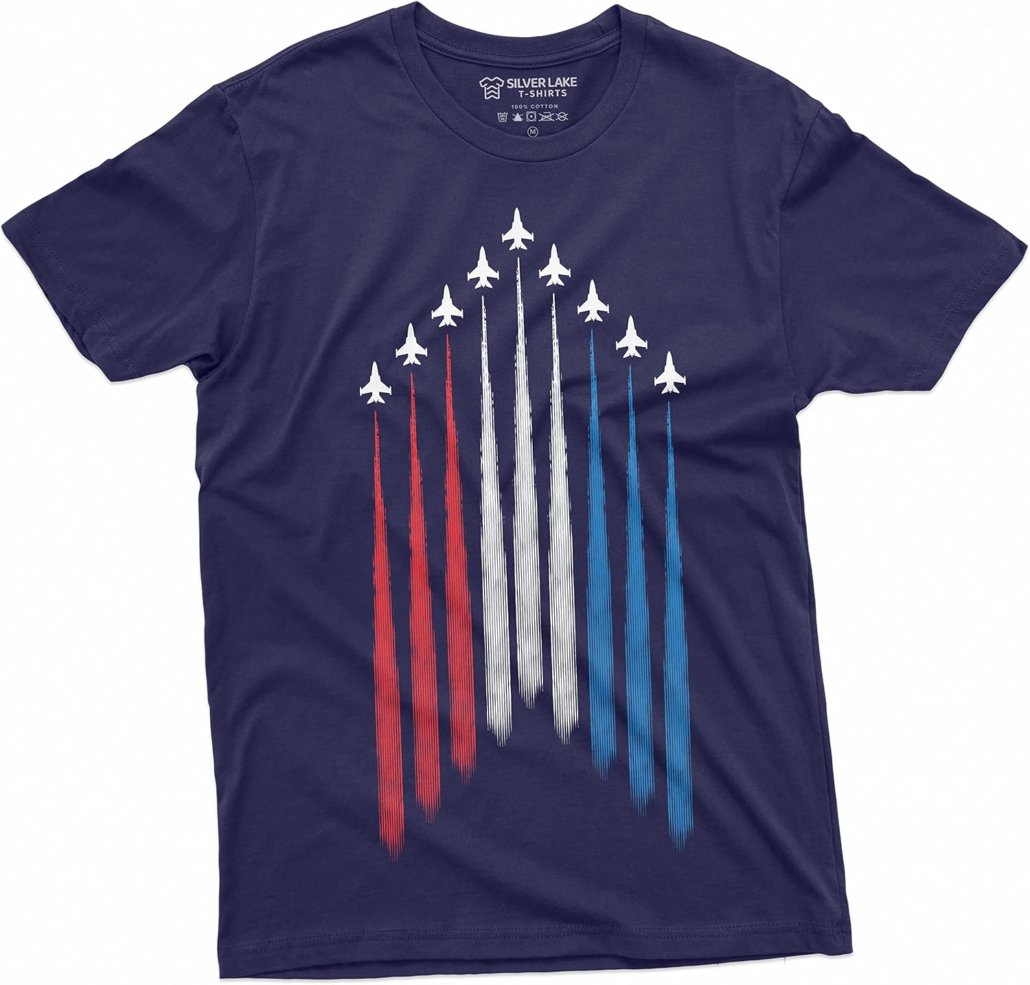 

Silver Lake T-shirts Men s 4th of July Jet Flyover USA Flag Tee Shirt Patriotic American Flag Colors Tee 5XL різнокольоровий