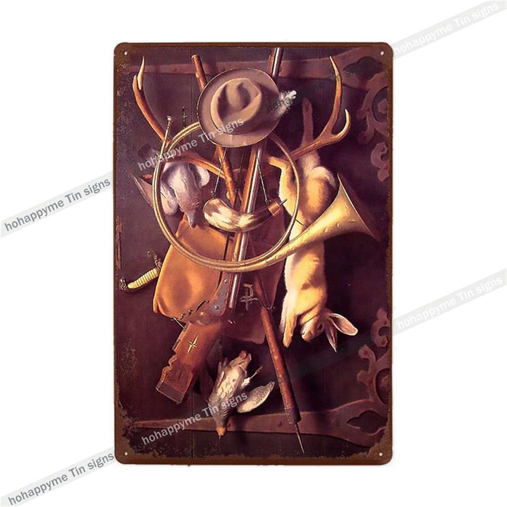 Jagd Metallschild Blechschild Retro Jäger Plakette Eisenmalerei Jagd Poster Geschäft Vintage Wandkunst Dekoration Heimschilder 20x30cm