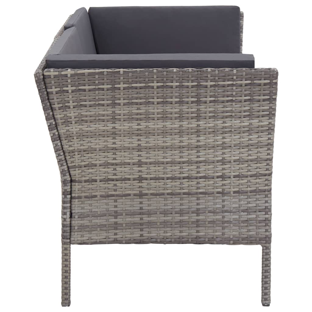 6 Piece Garden Sofa Set with Cushions Poly Rattan Grey
