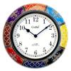 Wood Antique Hand Painted Wall Analog Clock With Dome Glass For Bedroom Living Room Home (Multicolour,