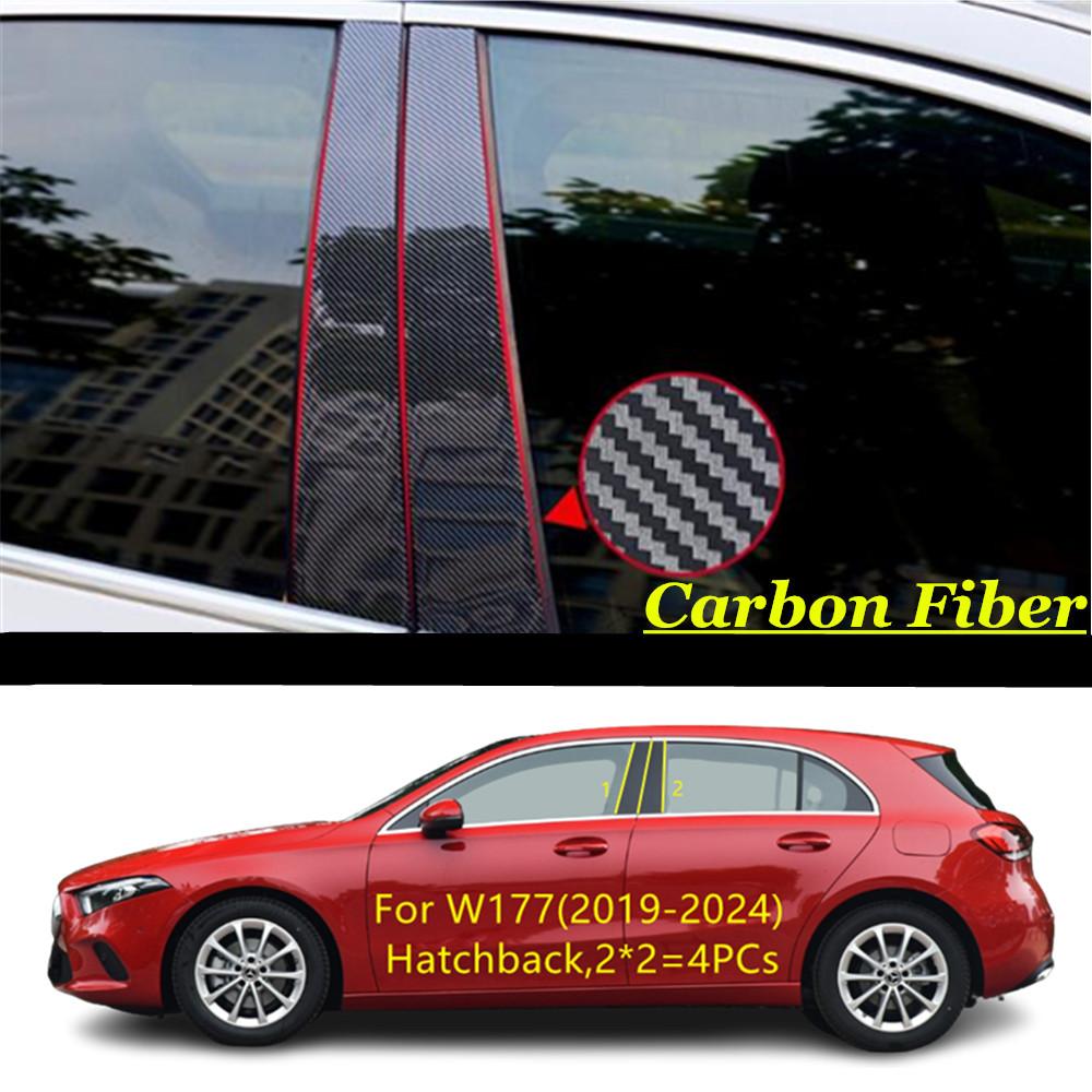 Car TPU/Glossy Mirror Pillar Post Cover For Mercedes Benz A Class Hatchback Sedan W177 -2024 Stickers Accessories 6PCS