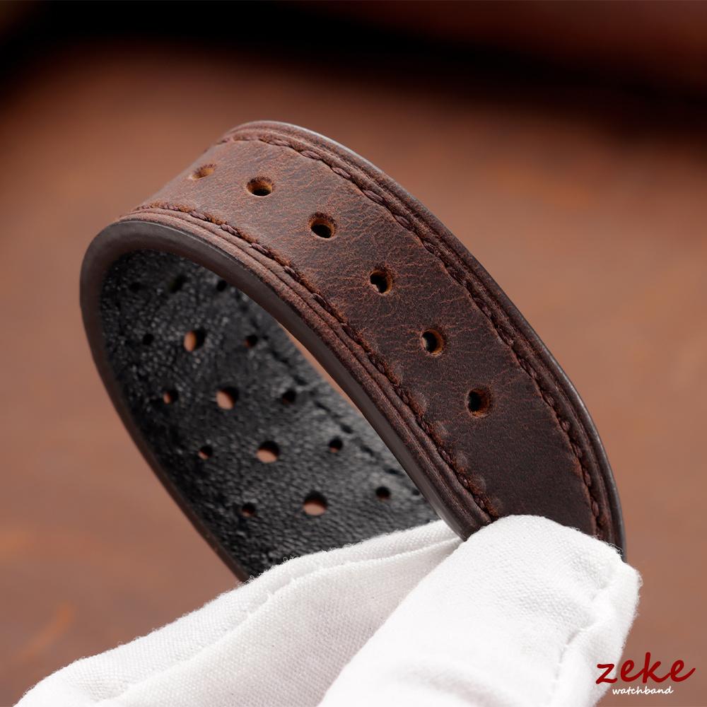 18mm 20mm 22mm Vintage Racing Leather Watchbands 19mm 21mm 24mm Handmade Brown Quick Release Strap Breathable Porous Watch Strap