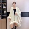 Soft Solid Color Knitted Cape Shawl Super Fairy Sweater Jacket Cape Ethnic Style Female Warmth