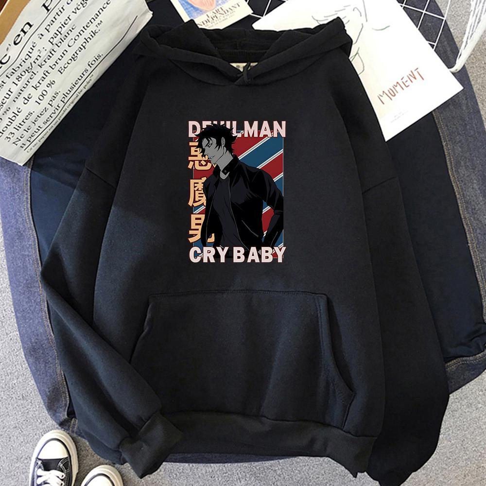 

Новое поступление, толстовки Devilman Crybaby для мужчин, модная повседневная уличная одежда в японском корейском стиле, теплая толстовка большого размера с длинными рукавами S