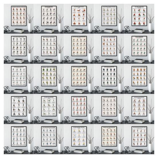 Chair Exercise Poster Seated Workout Chart Gentle Chair Yoga Movements Low Impact Exercise Guide for Seniors Beginners