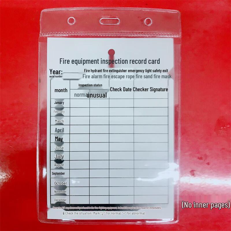 Zhilng Fire Safety Inspection Record Card Holders & Cards