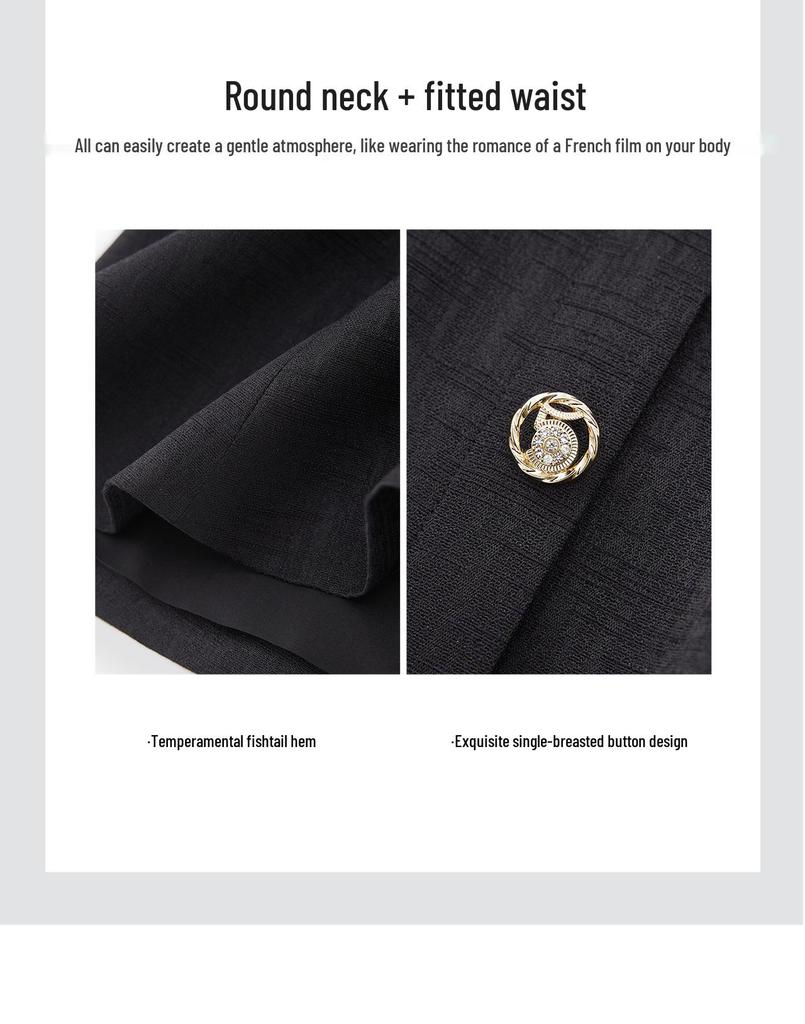 Elegantes Herbstkleid mit Fischschwanzsaum, tailliert, langärmlig für Damen