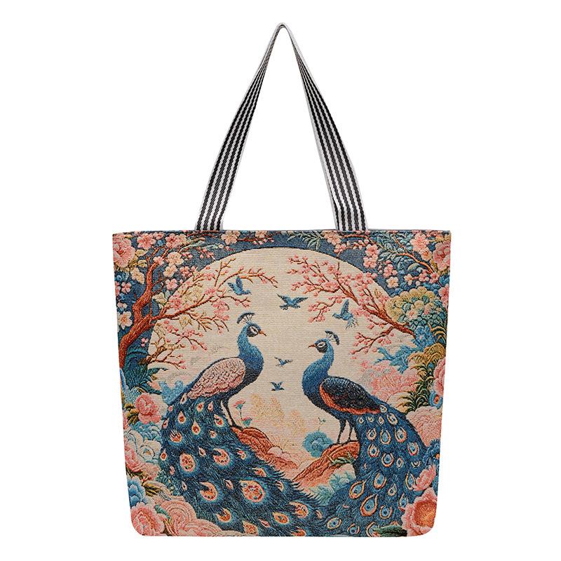 New gold silk cloth bag fashion Korean tide casual tote bag shoulder bag creative pattern women's canvas bag