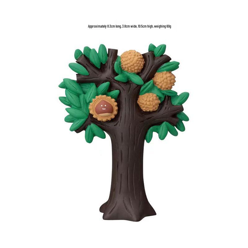 ZAKKA Autumn Harvest Resin Cat Figurine with Persimmon Tree - Trendy INS Blind Box Ornament