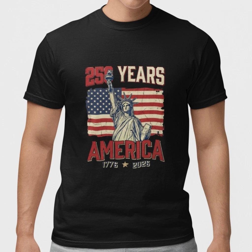 2026 USA 250 Years America Shirt 1776-2026 Patriotic T-Shirt Unisex Cotton XS