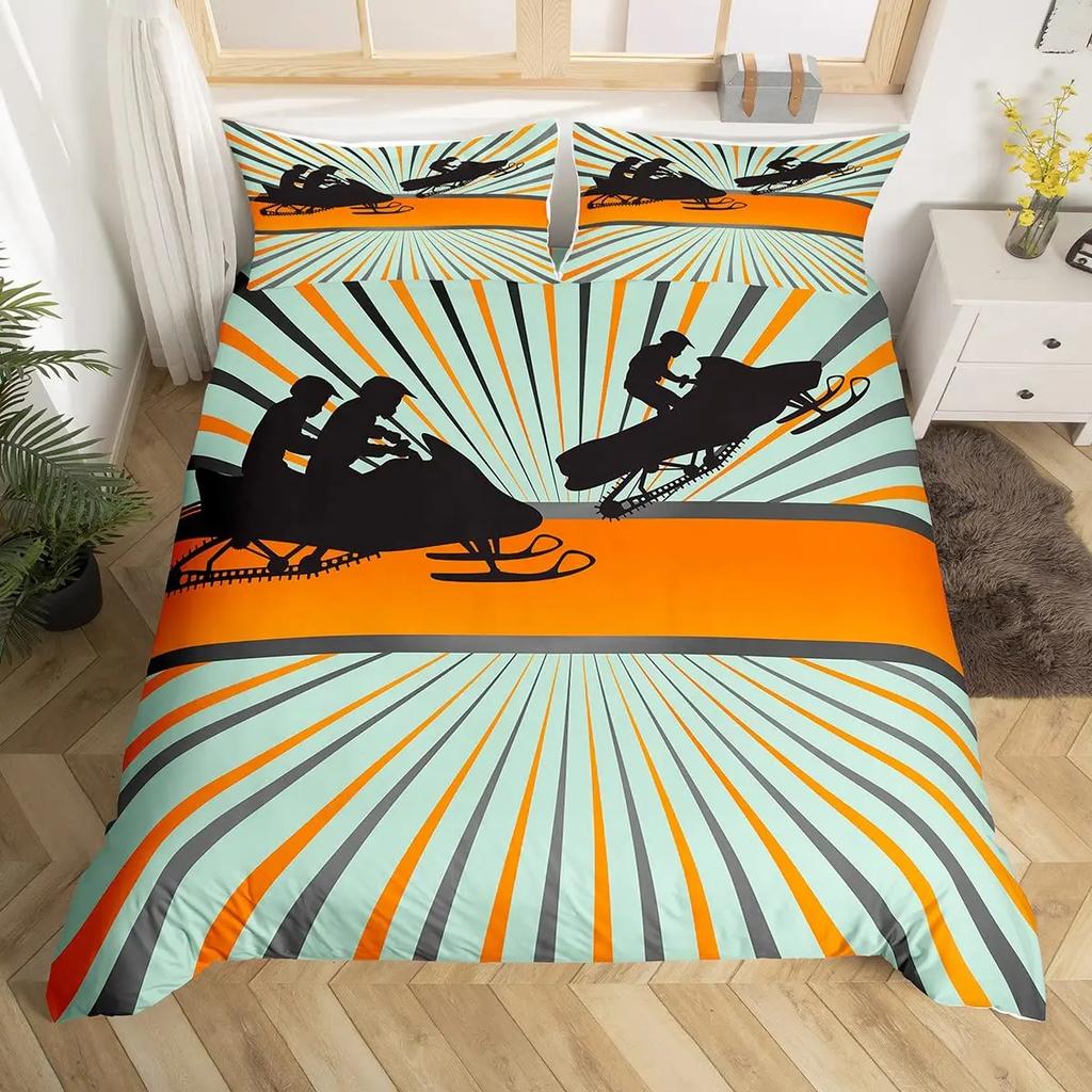 Winter-Bettbezug Skifahrer Skifahren Abfahrt In Hohen Bergen Extremer Wintersport Hobby Aktivität Thema Zimmer Dekorativ Damen Herren