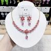 Trendy Zirconia Flower Necklace Earrings For Women Engagement Fashion Jewelry Set Bridal Wedding Chokers Party Accessories Gifts