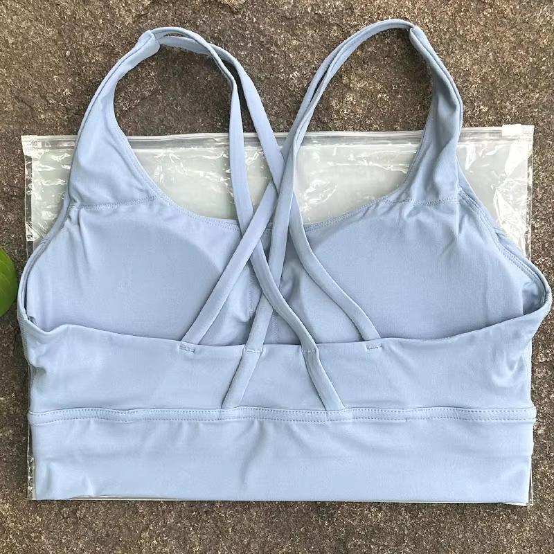 Solid Color Women Cross Back Bra Fitness Underwear Soft Fitness Sport Bra Top Gym Yoga Athletic Workout With Chest Pad