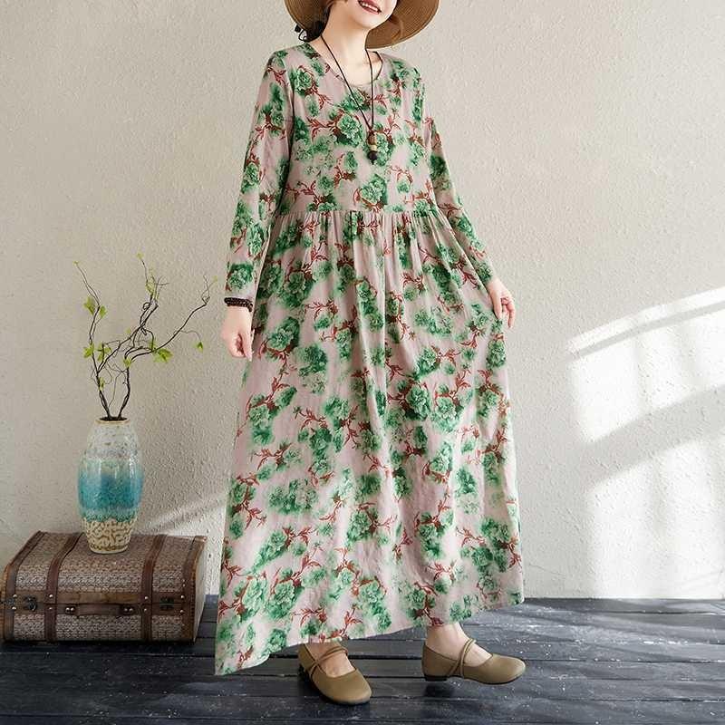 New Floral Vacation Style Travel Round Neck Vintage Dresses
