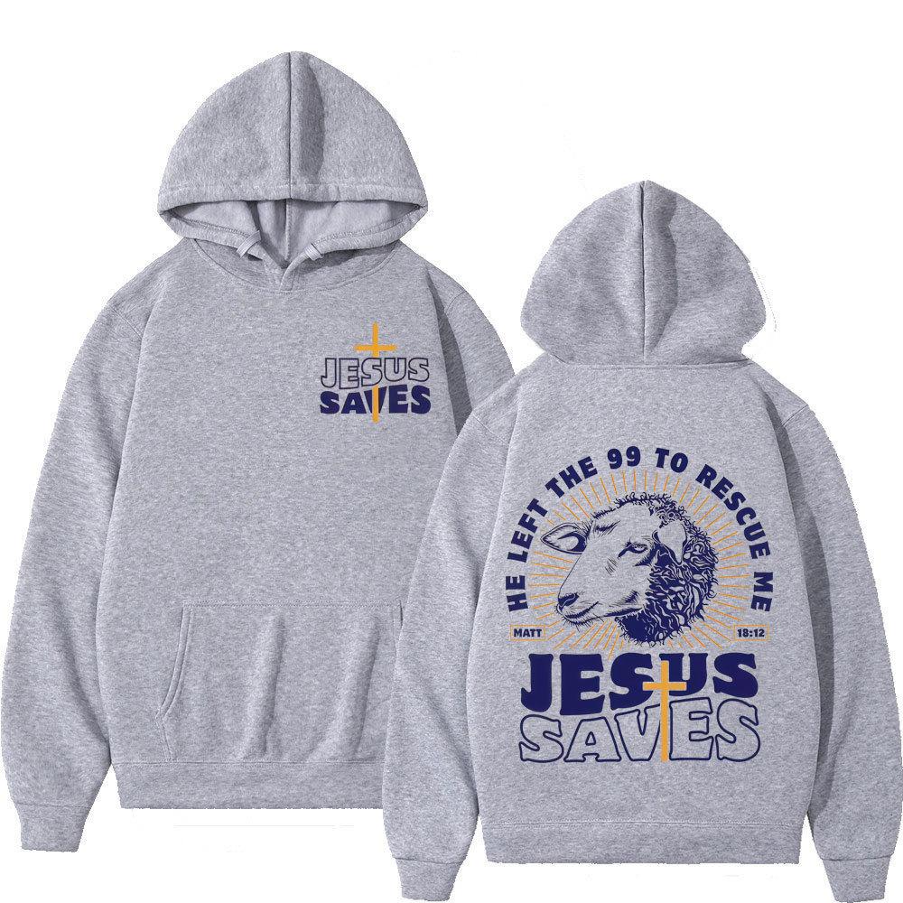 Jesus Saves Fashion Graphic Print Hoodies Man Autumn Winter Fleece Streetwear Tops