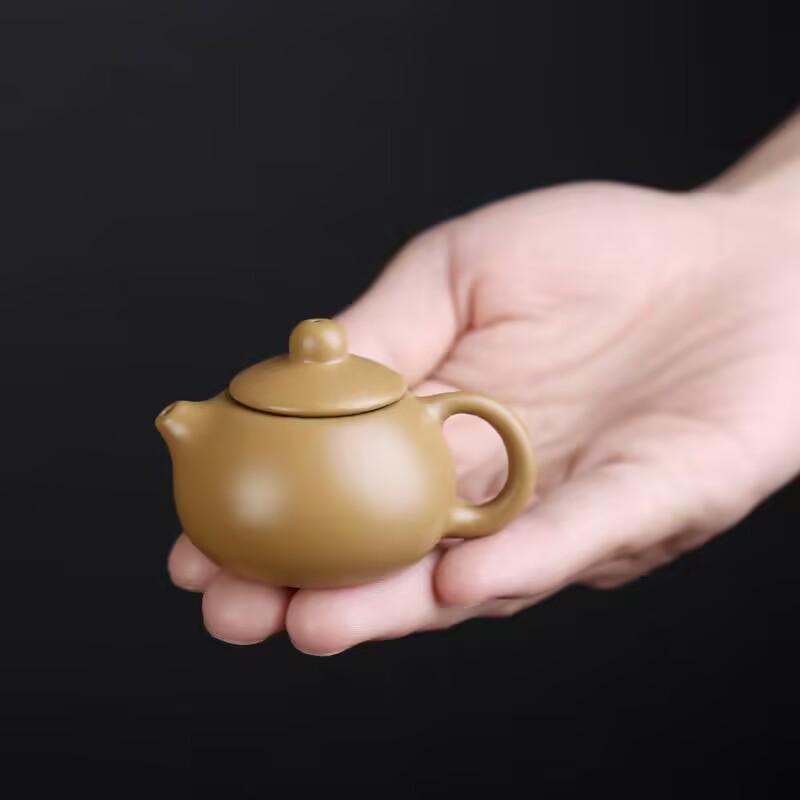 Mini Zisha Pocket-Sized Fingertip Teapot: Xi Shi Style, Kung Fu Tea Set Ornament.