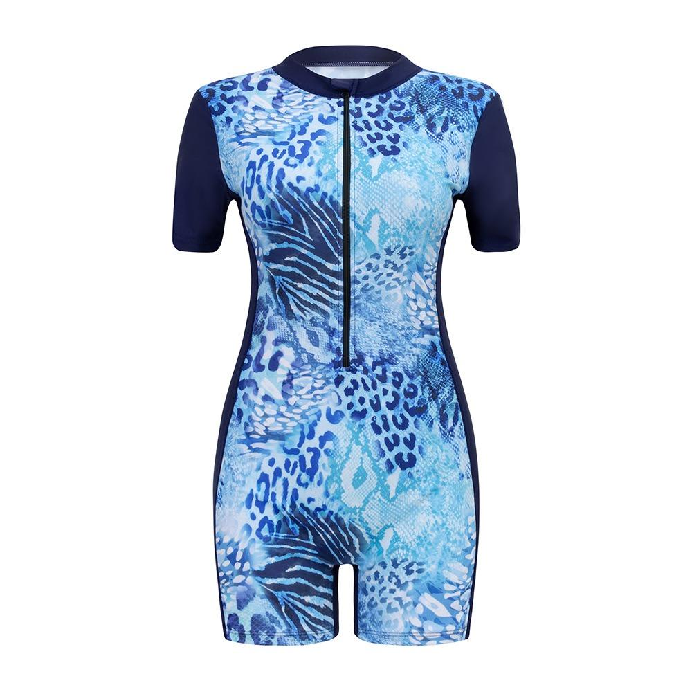 European and American Onesie Printed Sports Women's Clothing Slim and Thin Surf Clothing Swimming Clothing