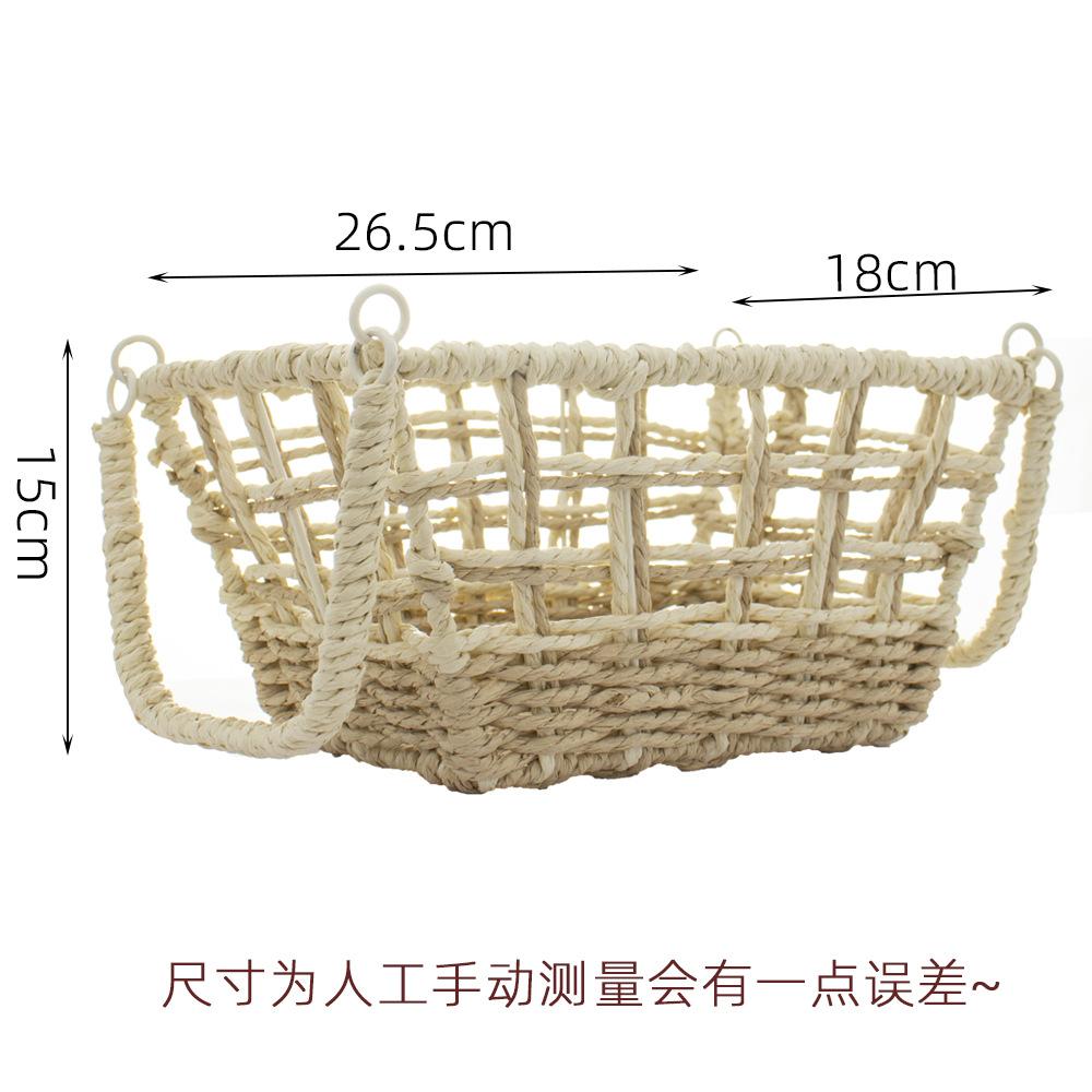 Handwoven Paper Rope Storage Basket, Multi-Purpose Snack & Cosmetic Organizer, Decorative Wire Frame Bin for Home Office