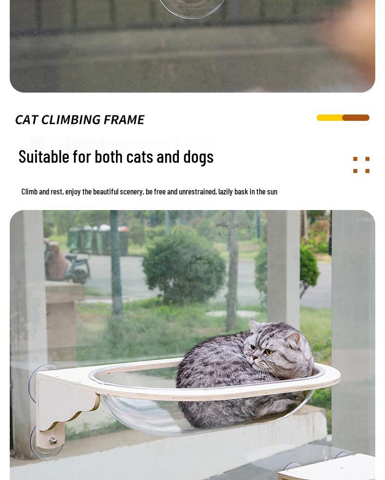 Wooden Suction Cup Cat Hammock: Balcony, Window, or Swing Bed