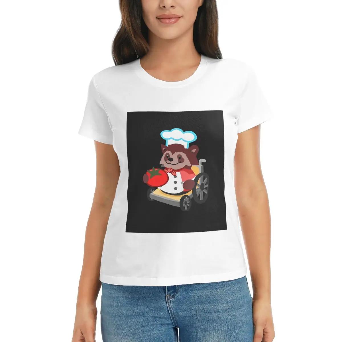 Women TShirt Cute Overcooked Wheelchair Raccoon Chef Gift Summer Short Sleeve Tees Cotton T Shirts Clothes Tops Streetwear S