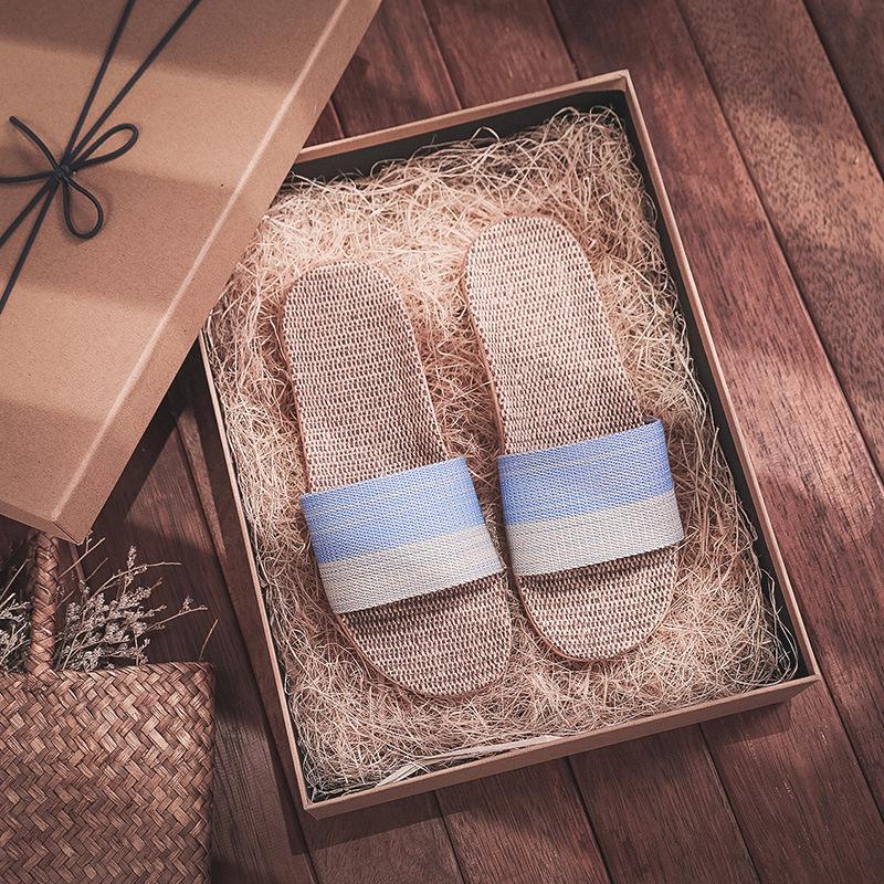 Summer Non-Slip Linen Slippers for Couples - Breathable, Odor-Free Indoor Footwear