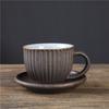 Striped Coffee Cup And Saucer Set, Retro Kiln Change Coffee Cup Creative Ceramic Cup Light Luxury Afternoon Tea Coarse Pottery Cup