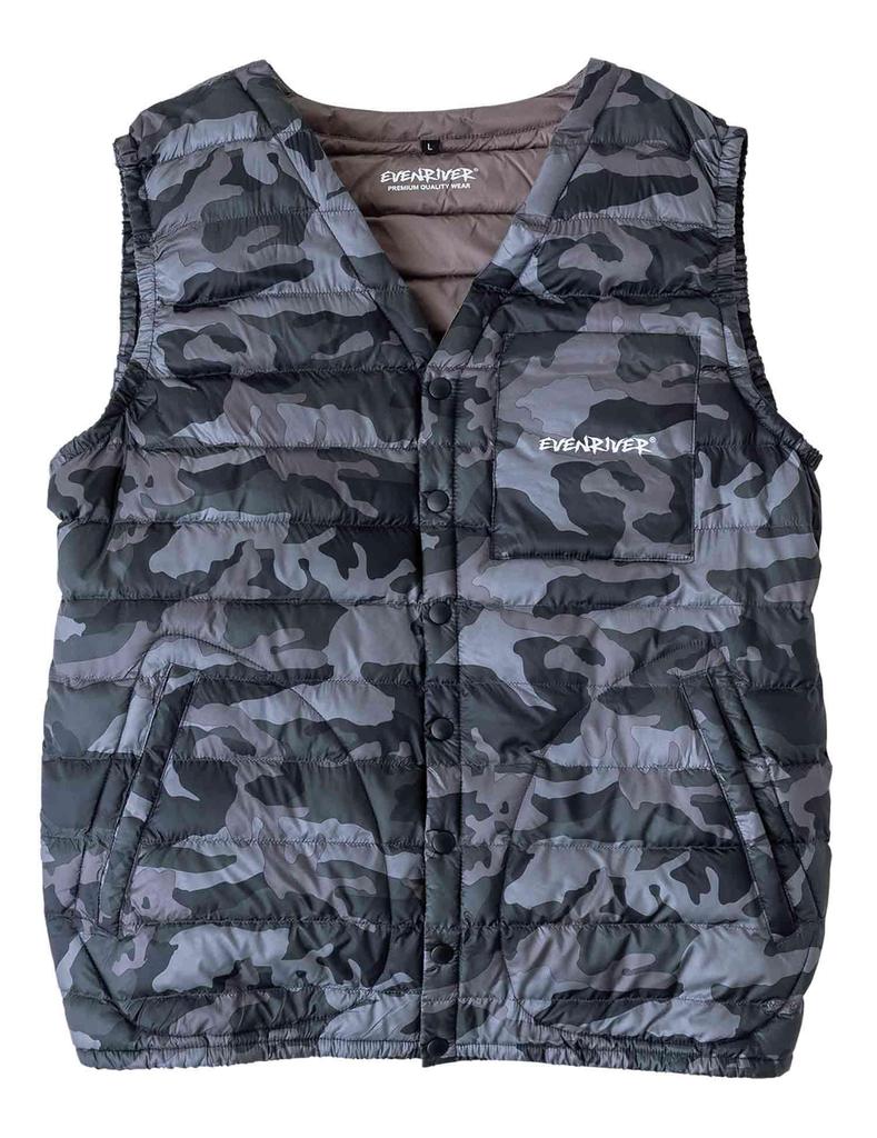 EVEN RIVER Fiber Down Vest, Autumn/Winter, Camo Grey R125, Size 45, LL
