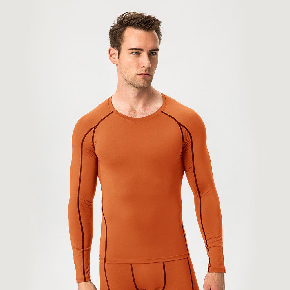 Shirt Men'S Fashionable Slim Fit Solid Color Long Sleeved Business Cotton And Linen Men'S Casual Sports Fitness Base Clothes Top