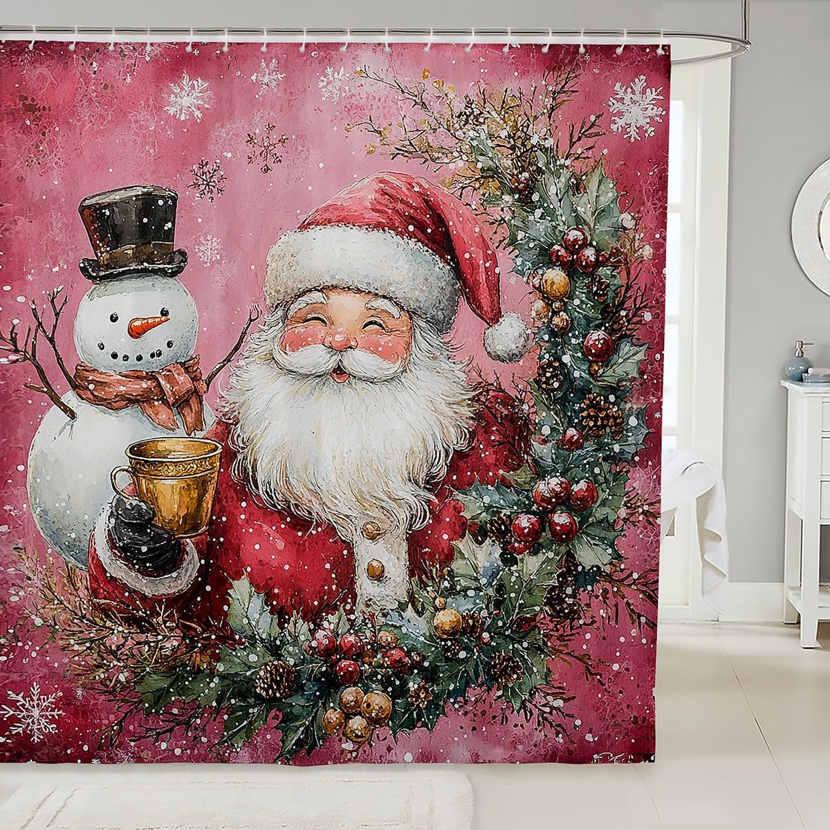 

Christmas Dog Shower Curtain Set,Cute Cartoon Corgi Bathroom Decor Pet Lovers Gifts For Kids Girls Boys,Xmas Tree Snowflake W60H190(CM)-1 Pcs