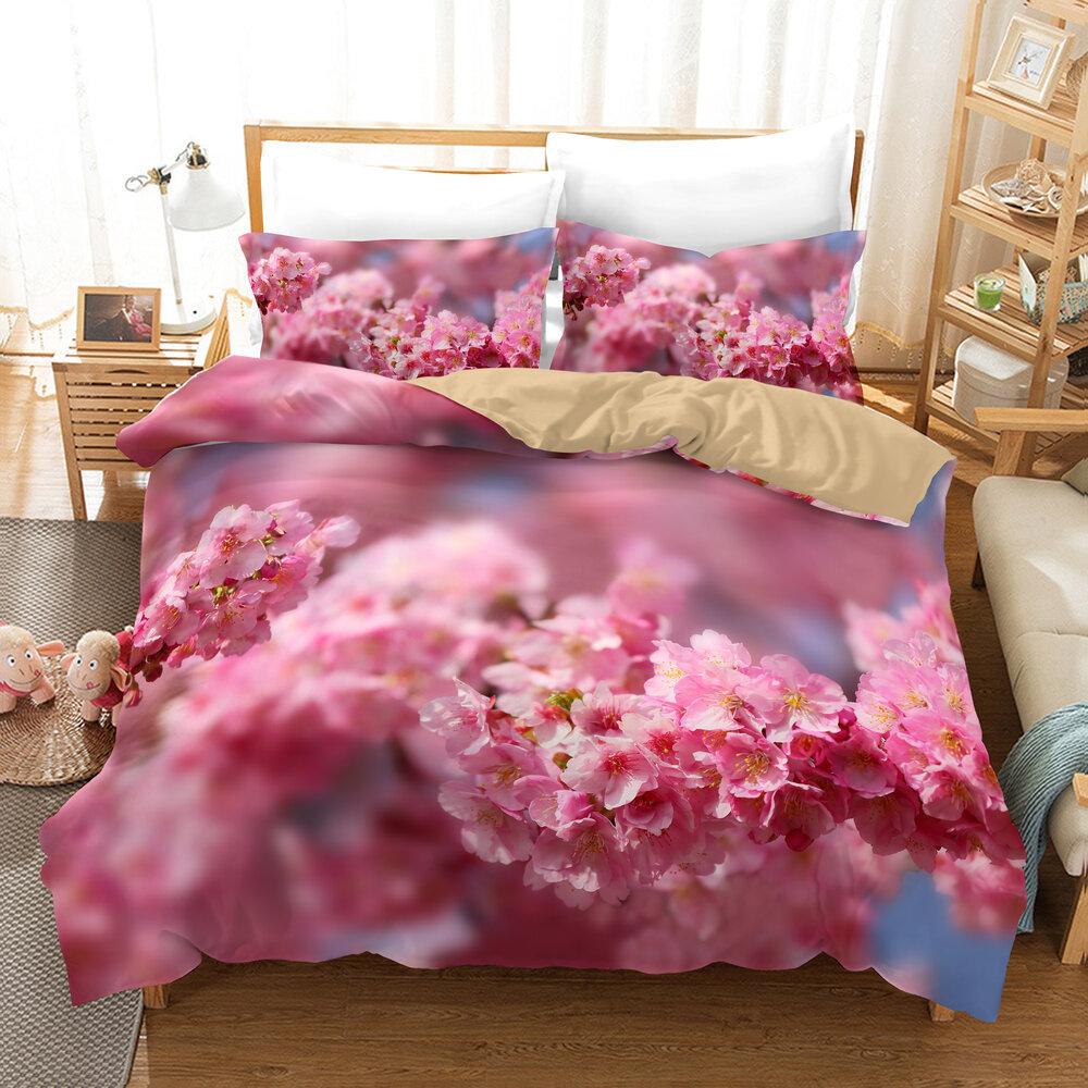 Kiraz Çiçeği Manzarası, E-Ticaret Üç Parça Amerikan 3D Dijital Baskı Seti