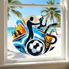 Soccer Window Cling Sport Silhouette Window Stickers Reusable Static PVC Glass Decals for Football Event Party Decor Bedroom School Glass Door Windows