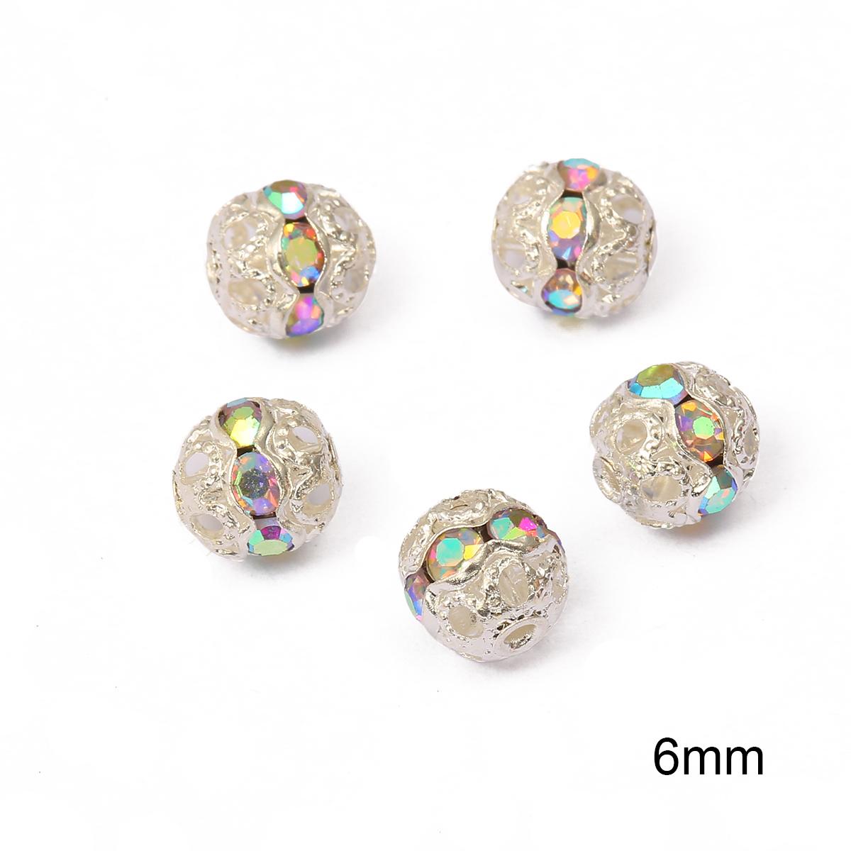 

20 шт. металлические латунные филигранные бусины полые стразы шариковые бусины «сделай сам» бусины для изготовления ювелирных изделий 6mm 20pcs