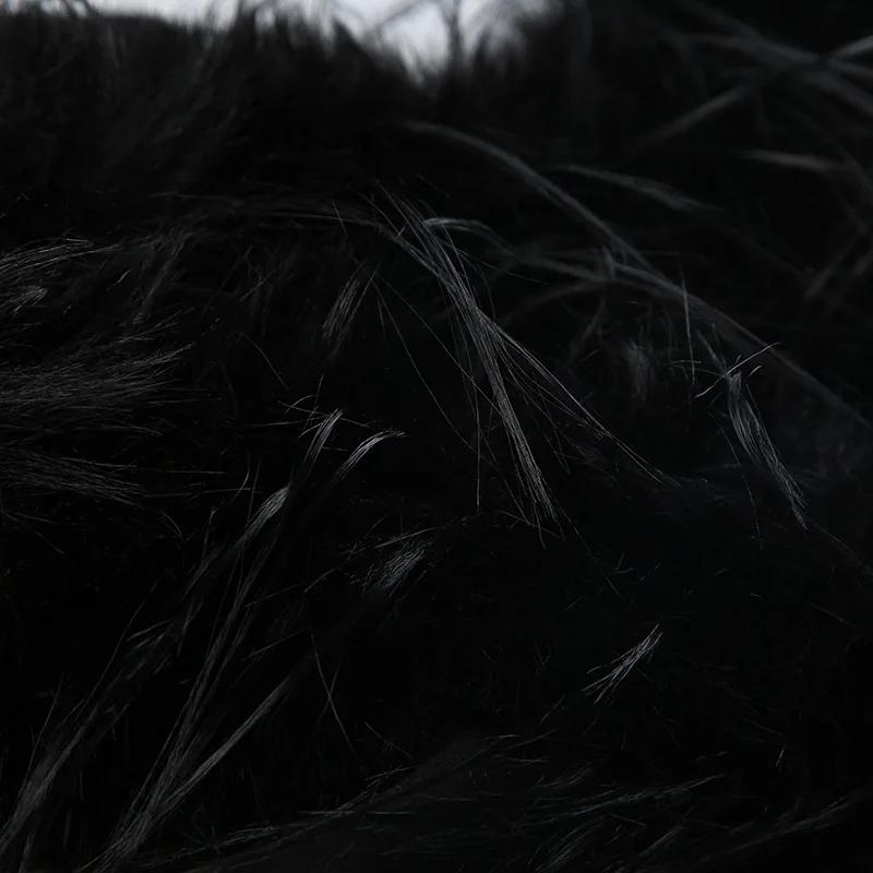 Goth Dark Faux Fur Collar Hooded Cardigans, Zip Up Hoodies, Gothic Grunge Pockets, Black Jackets, Female Y2k Streetwear