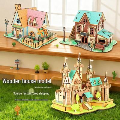 Wooden 3D Stereo Puzzle: Children's Educational DIY Decompression Toy