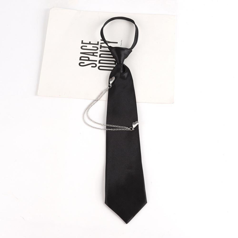 Klassische Polyester-Krawatte mit Metallkette für Herren Damen Freizeit Bürokleidung